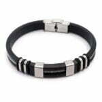 Man Bracelets Stainless Steel Casual Adjustable Bracelet For Men Waterproof Silicone Bangles Black Wעותק