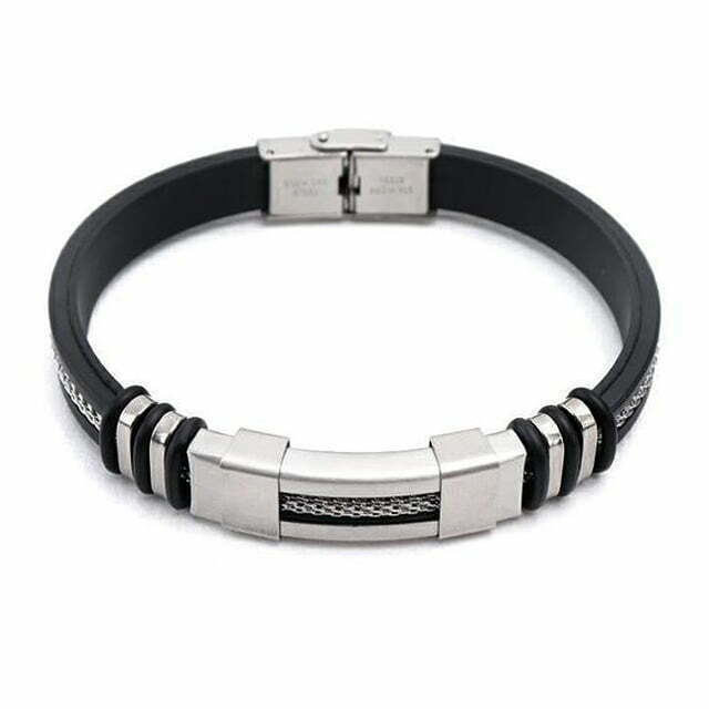 Man Bracelets Stainless Steel Casual Adjustable Bracelet For Men Waterproof Silicone Banglesack Wעותק